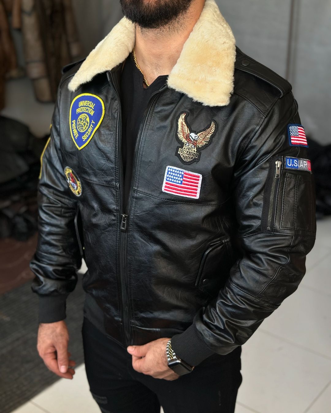 Top Jackets for Men - Tom Gun G1 Bomber Maverick Aviator Genuine Fur Collar Flight Jacket -