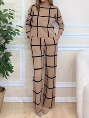 Women's High Neck Long Sleeved Two Pieces Set