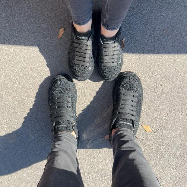 Rhinestone Shiny Thick-soled Sports Couple Casual Shoes
