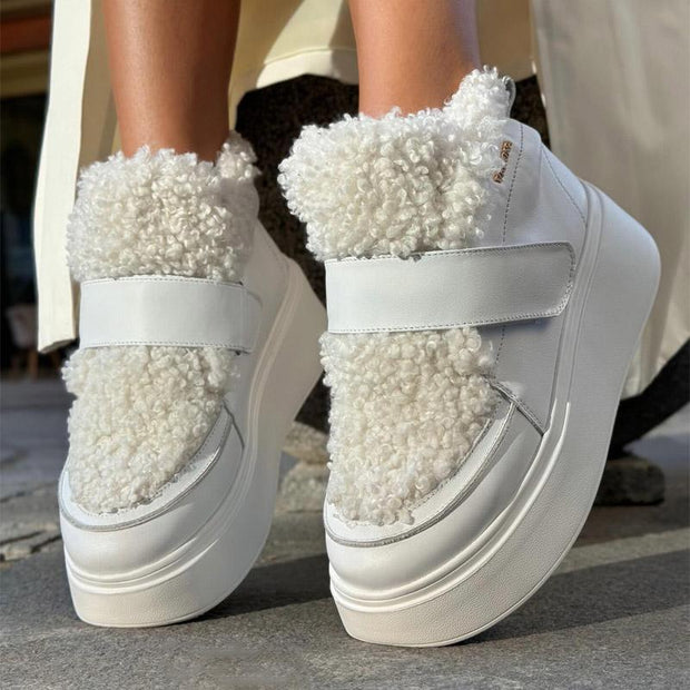 Lambskin Patchwork Platform Shoes