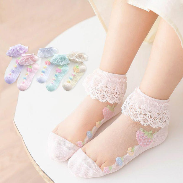 Summer lace breathable lace kids socks