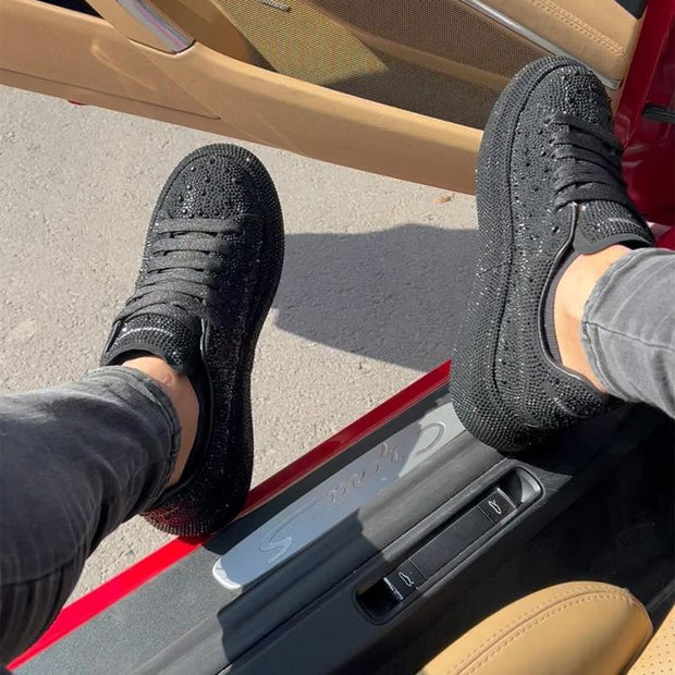 Rhinestone Shiny Thick-soled Sports Couple Casual Shoes