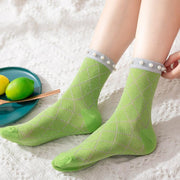 Candy color pearl silver silk socks