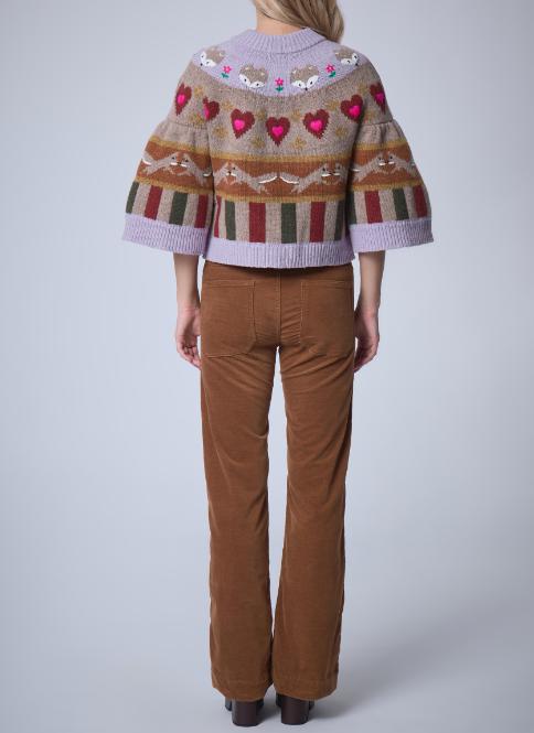 Cute Fox Patterned Knit Cardigan