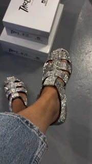 2024 Round-toe Glazed Flat Roman Sandals